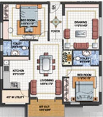 Vertex Homes Sadguru Krupa Floor Plan (2BHK+2T)