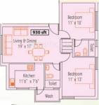 Sekaran Everton Enclave (2BHK+2T (930 sq ft) 930 sq ft)