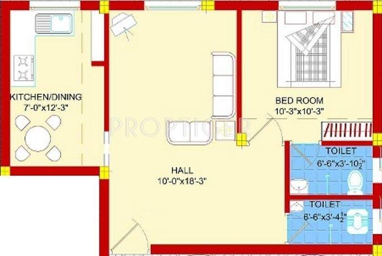 SBA Maarvel Garden (1BHK+2T (656 sq ft) 656 sq ft)