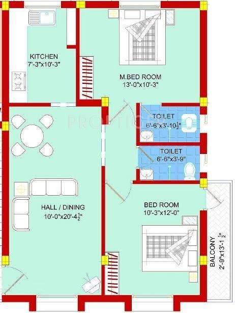 SBA Maarvel Garden (2BHK+2T (904 sq ft) 904 sq ft)