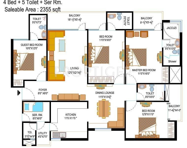Nimbus Hyde Park (4BHK+5T (2,380 sq ft) + Servant Room 2380 sq ft)