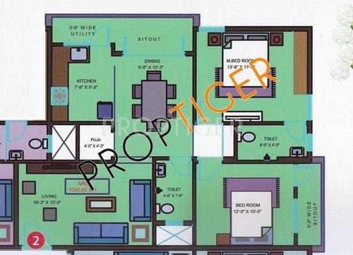 Mahaghar Sri Sai Nilayam (2BHK+2T (1,030 sq ft)   Pooja Room 1030 sq ft)