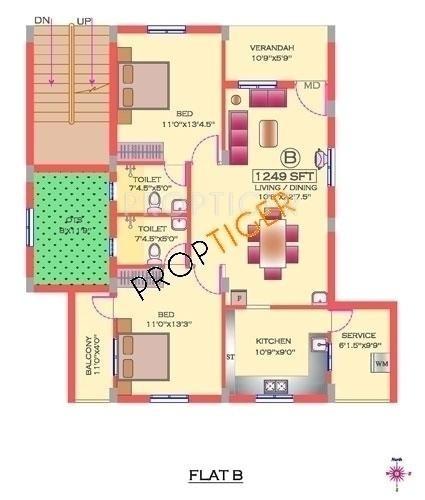 Natwest KP Natwest Viceroy (2BHK+2T (1,249 sq ft) 1249 sq ft)