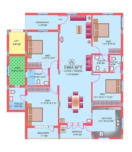 Natwest KP Natwest Viceroy (4BHK+4T (1,964 sq ft) 1964 sq ft)