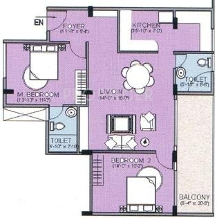  Collindalez (2BHK+2T (1,217 sq ft) 1217 sq ft)