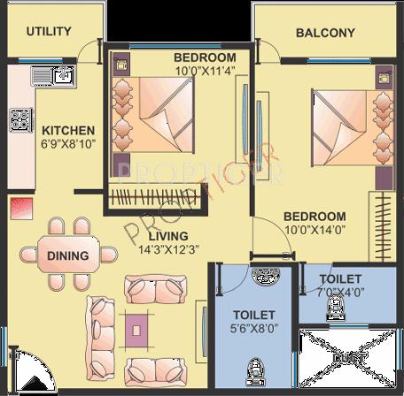 Shravanthi Premier (2BHK+2T (1,008 sq ft) 1008 sq ft)