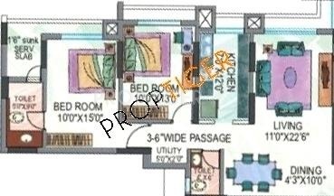 Sheth Creators Ivy Floor Plan (2BHK+2T)