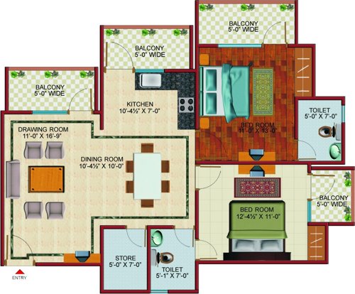 SVP Gulmohur Garden (2BHK+2T (1,290 sq ft) 1290 sq ft)