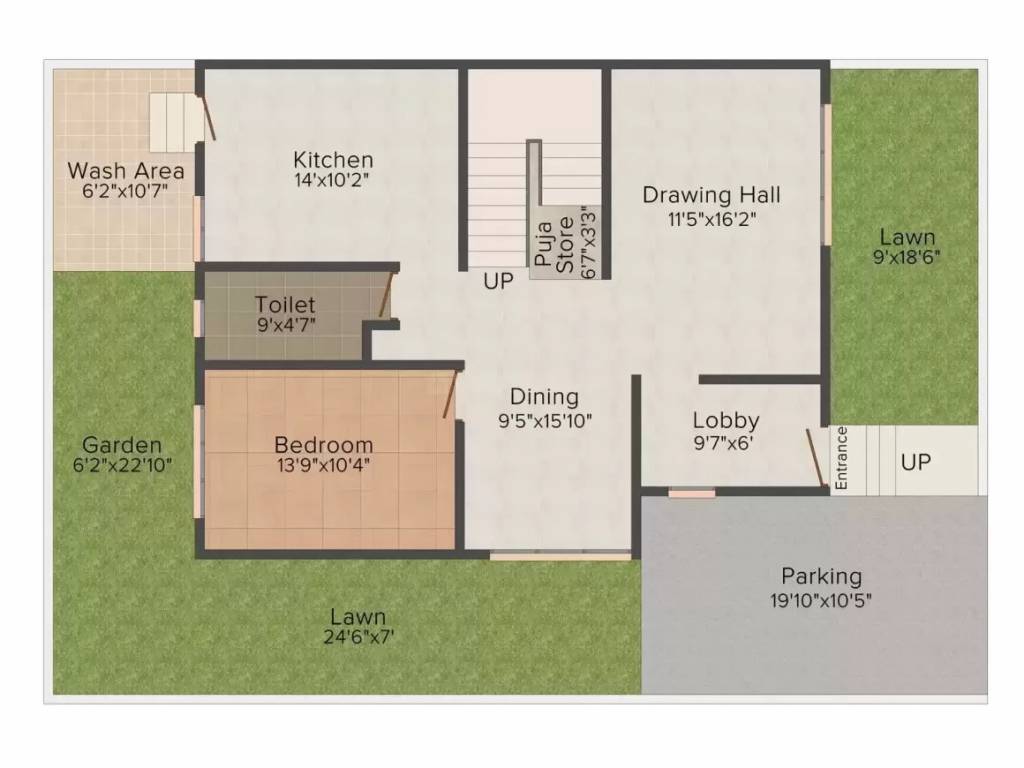 greens twin duplex Floor Plan Ground Floor Plan