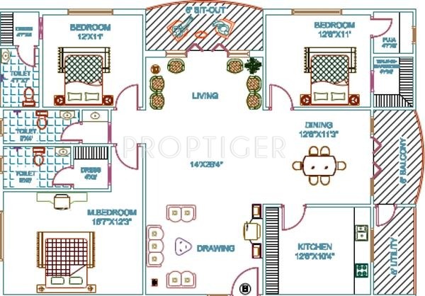 Amulya Cyber Residency (3BHK+3T (2,000 sq ft)   Pooja Room 2000 sq ft)