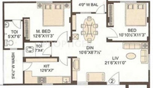 Venkatasai Vensa Icon (2BHK+2T (1,100 sq ft) 1100 sq ft)
