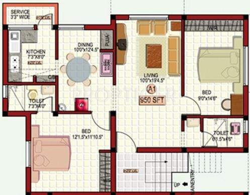 Khurinji Gardenia (2BHK+2T (950 sq ft) 950 sq ft)
