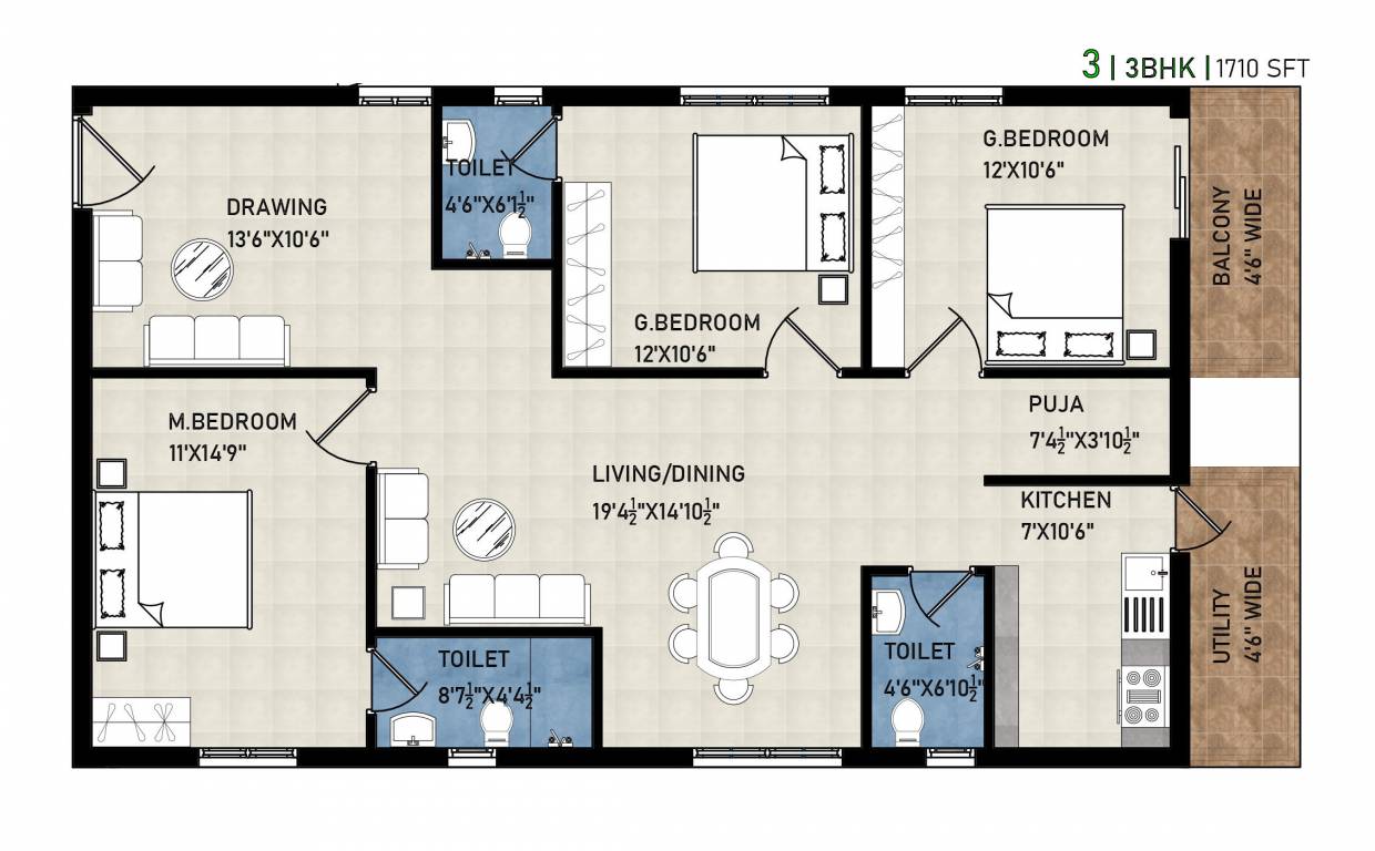  4 blocks Floor Plan Floor Plan