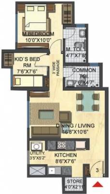 Floor Plan (2BHK+2T) Lodha Casa Bella Gold Floor Plan (2BHK+2T)