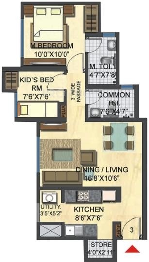 Lodha Casa Bella Gold Floor Plan (2BHK+2T)