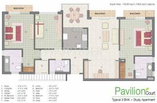 Jaypee The Pavilion Court (3BHK+3T (1,600 sq ft) + Study Room 1600 sq ft) Jaypee The Pavilion Court (3BHK+3T (1,600 sq ft) + Study Room 1600 sq ft)