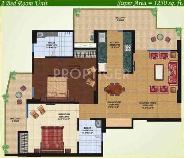 Saviour Greenisle (2BHK+2T (1,250 sq ft) 1250 sq ft)