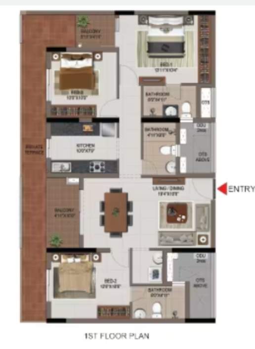  casagrand first city Floor Plan Lower Level Duplex Plan