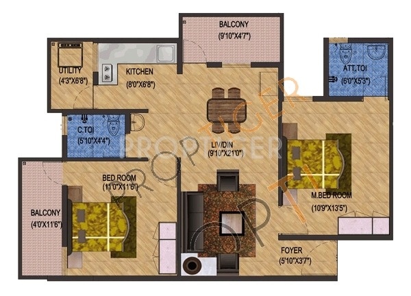 Oceanus Lilly (2BHK+2T (780 sq ft) 780 sq ft)