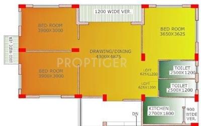 Mayfair Espana (3BHK+2T (1,300 sq ft) 1300 sq ft)