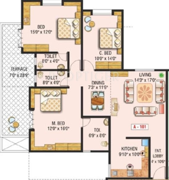 Pooja Green Thumb (3BHK+3T (1,648 sq ft) 1648 sq ft)