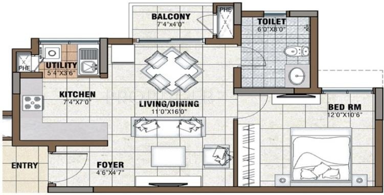 Prestige Tranquility (1BHK+1T (664 sq ft) 664 sq ft) Prestige Tranquility (1BHK+1T (664 sq ft) 664 sq ft)
