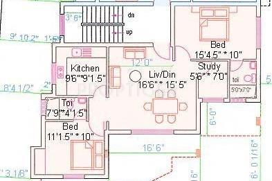 Golden Golden Blossom (2BHK+2T (1,010 sq ft)   Study Room 1010 sq ft)