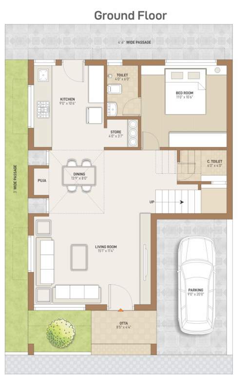  siddheswari bungalows Floor Plan Ground Floor Plan