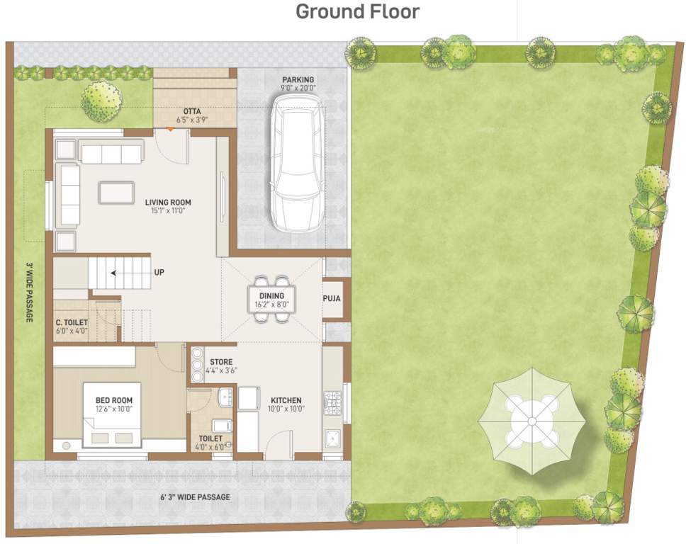  siddheswari bungalows Floor Plan Ground Floor Plan