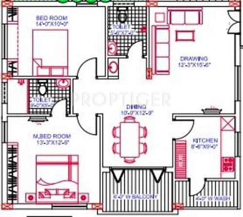 Buddha Vertex Classic (2BHK+2T (1,285 sq ft) 1285 sq ft)