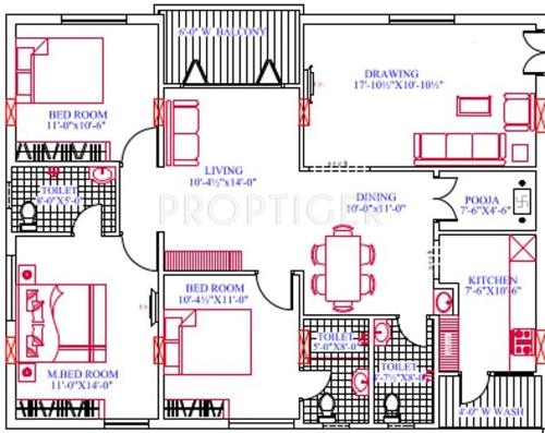 Buddha Vertex Classic (3BHK+3T (1,581 sq ft) + Pooja Room 1581 sq ft)