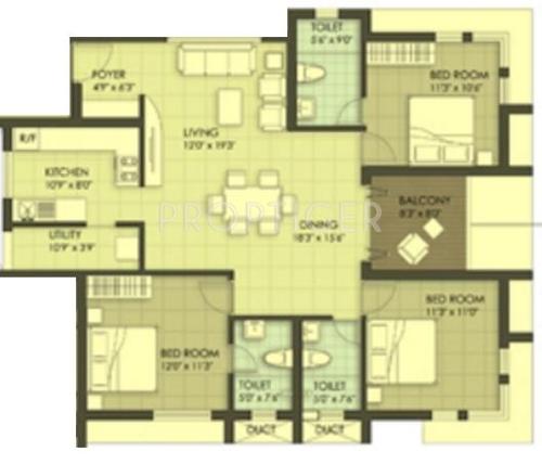 Landmark Mahalakshmi (3BHK+3T (1,554 sq ft) 1554 sq ft)