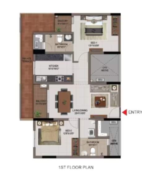  casagrand first city Floor Plan Lower Level Duplex Plan