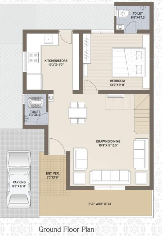  shyam vihar villa Floor Plan Ground Floor Plan