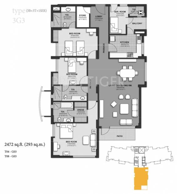 Unitech Harmony (3BHK+4T (2,472 sq ft) + Servant Room 2472 sq ft)