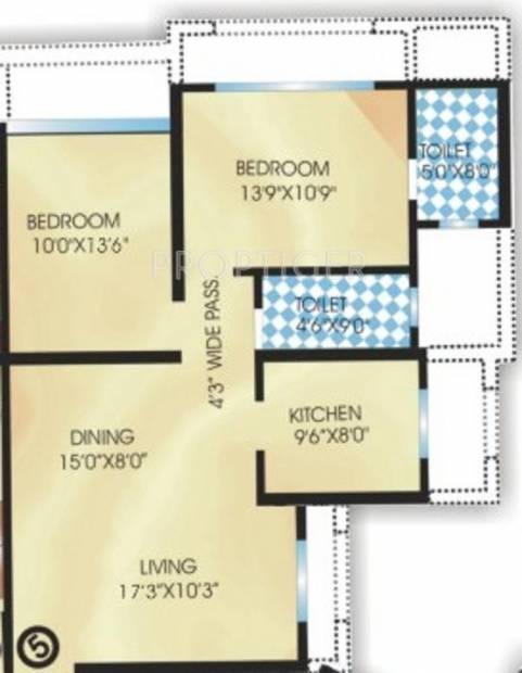 Abrol Abrol Vastu Park Floor Plan (2BHK+2T)