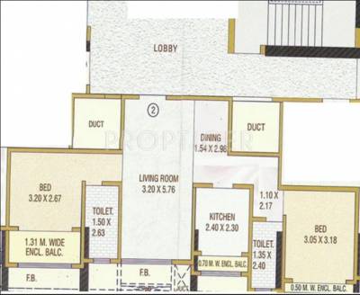 Lashkaria Green Height (2BHK+2T (1,300 sq ft) 1300 sq ft)