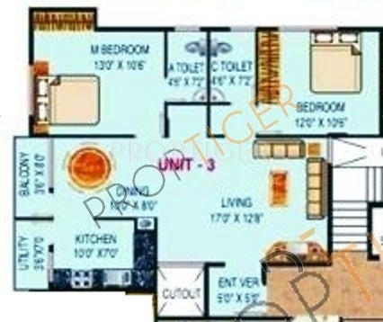 Mahaghar Nandanam Floor Plan (2BHK+2T)