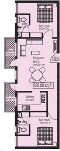 Green Aberdeen (2BHK+2T (850 sq ft) 850 sq ft)