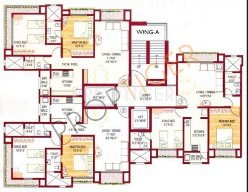 Ashray Realtors Jaswanti Garden Floor Plan (2BHK+2T)