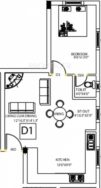 SVM VGP Shanthi Nagar (1BHK+1T (595 sq ft) 595 sq ft)