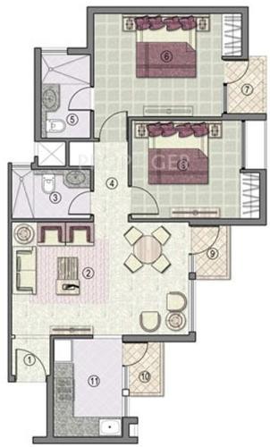 Jaypee Kensington Park Apartments (2BHK+2T (1,050 sq ft) 1050 sq ft)