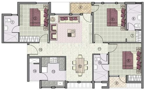 Jaypee Kensington Park Apartments (3BHK+3T (1,450 sq ft) 1450 sq ft)