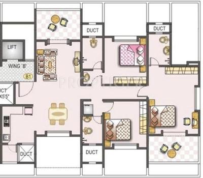 Unicons Echinus Court (3BHK+3T (1,450 sq ft) 1450 sq ft)