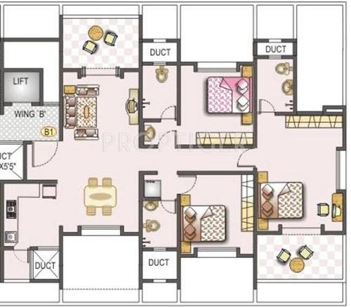 Unicons Echinus Court (3BHK+3T (1,450 sq ft) 1450 sq ft)