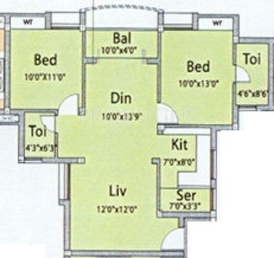 DABC Abhinayam Phase 1 (2BHK+2T (1,031 sq ft) 1031 sq ft)