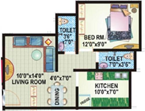 Ecohomes Eco Nest Floor Plan (1BHK+1T)