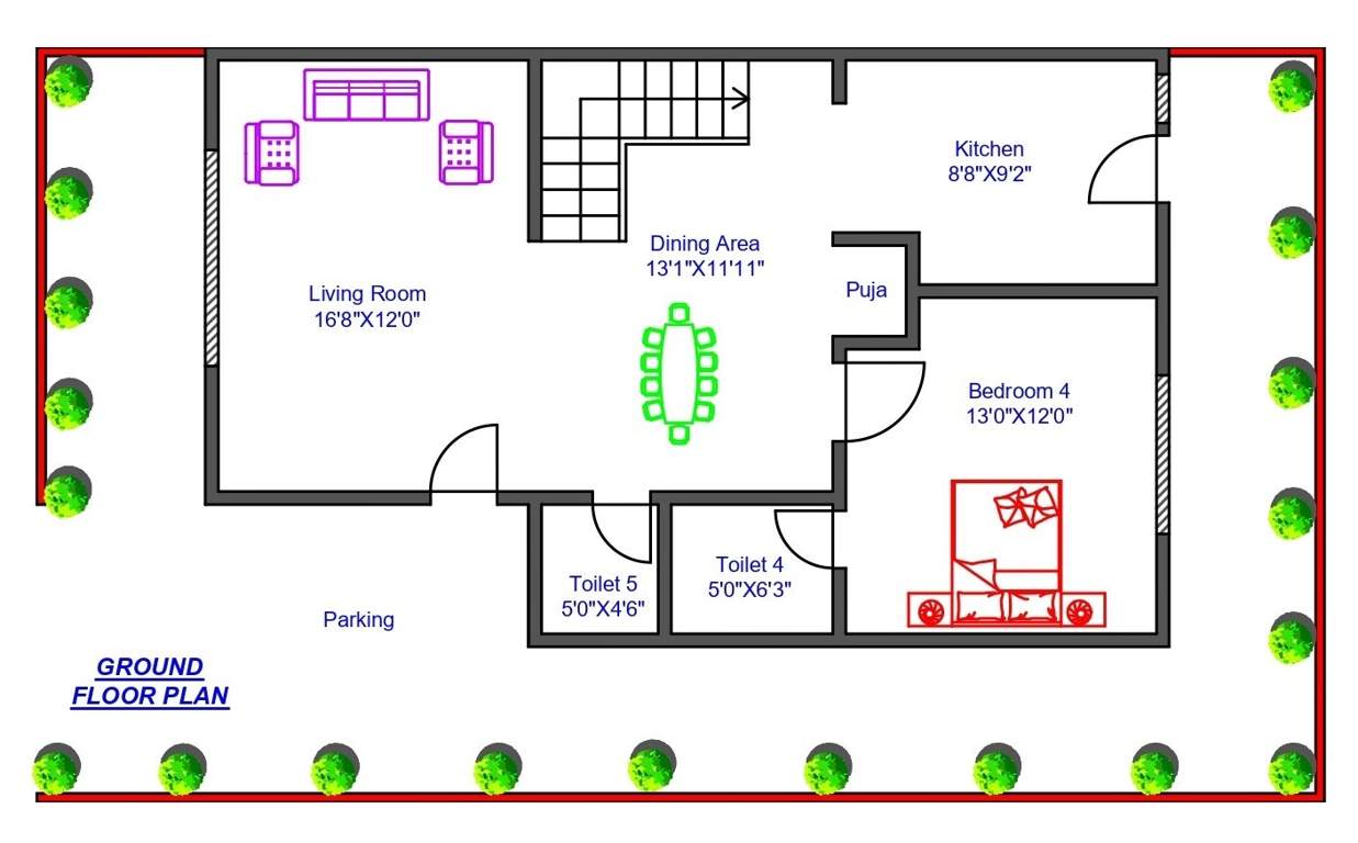  exotica bungalows Floor Plan Ground Floor Plan