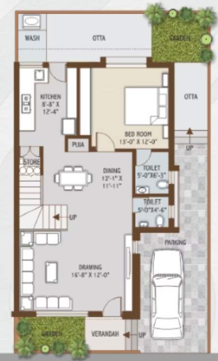  exotica bungalows Floor Plan Ground Floor Plan