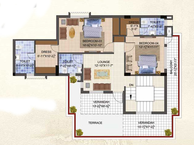 paradise Floor Plan Upper Level Duplex Plan